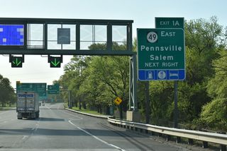 Route 49 straddles coastal areas along the Delaware River southeast from Exit 1 A nine miles to the Salem County seat of Salem.