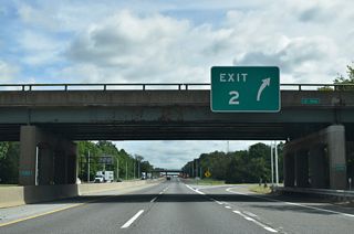 East from the Exit 2, U.S. 322 travels three miles to Route 45 at Mullica Hill and 7.2 miles to the freeway along Route 55 outside Glassboro. U.S. 322 provides an alternate route to the Atlantic City Expressway and U.S. 30 between Williamstown and Atlantic City.