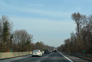 Milepost 17 on the New Jersey Turnpike north ahead of Edwards Run and Mantua Road (CR 678) in East Greenwich Township
