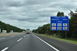One mile ahead of the J. Fenimore Cooper Service Area on the Turnpike northbound in Mount Laurel Township. Burlington County Route 537 (Marne Highway) passes under the toll road next.