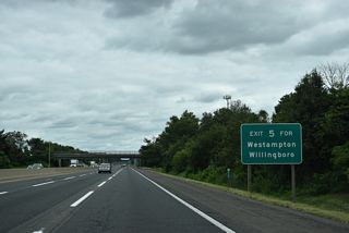 Sunset Road (CR 634) provides the main route from Burlington County Route 541 to Willingboro. The Westhampton Township center lies south of Exit 5 via Irick Road (CR 637).
