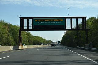 The Turnpike crosses Assiscunk Creek just over a mile ahead of the expansion into the cars-only roadway and the roadway for all other traffic.