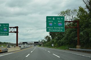 The New Jersey Turnpike Extension was named the Pearl Harbor Memorial Turnpike Extension in honor of those veterans that fought and died in Hawaii during World War II. I-95 crosses the Delaware River between Florence and Bristol, Pennsylvania. I-276 follows the Pennsylvania Turnpike west from I-95/295 in Bristol Township to Valley Forge.