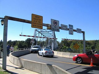 Washington Crossing Road spans the Delaware River over the historic Washington Crossing Bridge between Washington Crossing, New Jersey and Pennsylvania. The two lane truss bridge is just west of the intersection joining Route 29 (River Road) and CR 546 (Washington Crossing Pennington Road).