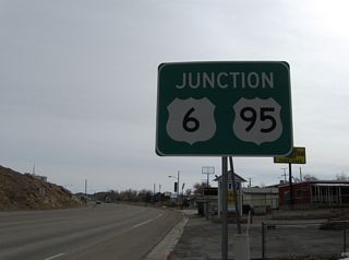 U.S. 6 separates from U.S. 95 east toward Ely and Great Basin National Park in eastern Nevada. U.S. 95 turns south toward Goldfield, Beatty and Las Vegas.
