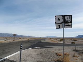 Bypassing the Volcanic Hills to the southeast, SR 773 (Fish Lake Valley Road) is 10.49 miles in length.