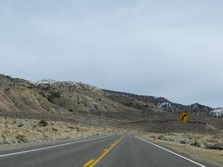 The straight away along U.S. 6 east concludes beyond Mineral County milepost 5 at the first of several curves along the ascent to Montgomery Pass.