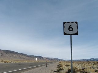The first confirming marker for U.S. 6 east in Nevada.