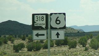 At Lund Junction in White Pine, westbound U.S. 6 meets Nevada 318. From here, U.S. 6 continues southwest toward Currant Summit (elevation 6,999 feet above sea level), Currant, and Warm Springs in Nye County. Nevada 318 travels south from here to Lund, Sunnyvale, and Hiko before ending at U.S. 93/Great Basin Highway near Ash Springs.