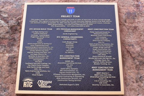 Interstate 11 Project Team placard