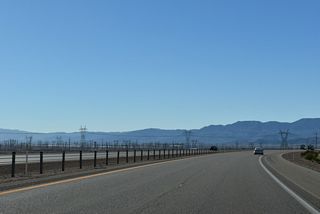 The Techren Solar and Copper Mountain Solar farms line U.S. 95 to the far southwest.