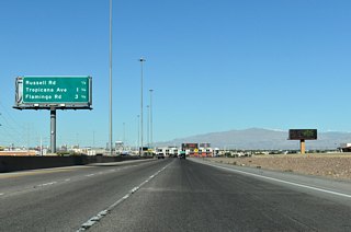 Both Tropicana Avenue and Flamingo Road join I-11/U.S. 93-95 with the Las Vegas Strip in 1.75 and 3.75 miles, respectively. Russell Road provides access to the main terminal at LAS Airport.