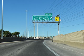 Tropicana Avenue is part of SR 593 for 0.57 miles between Dean Martin Drive and Las Vegas Boulevard, and from Maryland Parkway east 4.32 miles to SR 582 (Boulder Highway).