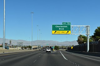 Charleston Boulevard extends east from Exit 72 into Sunrise Manor and west to Downtown and Summerlin. SR 159 overlays Charleston Boulevard from Nellis Boulevard (SR 612) west to N 25th Street. A second section of SR 159 travels west from CC-215 to Red Rock Canyon National Conservation Area.