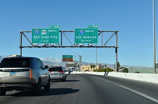 The Spaghetti Bowl (Exit 76) is a multi level systems interchange joining I-11/15 northwest of Downtown Las Vegas.