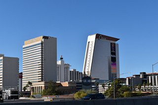 I-11/U.S. 93-95 (Oran K. Gragson Freeway) passes two blocks north of several downtown casino resorts including Downtown Grand, Circa, California, and Main Street Station.