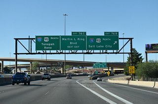Interstate 15 travels northeast from Las Vegas to St. George and Salt Lake City, Utah.