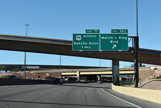 Exit 76 C connects with Martin Luther King, Jr. Boulevard just south of Bonanza Road (SR 579) and the historic West Las Vegas neighborhood.
