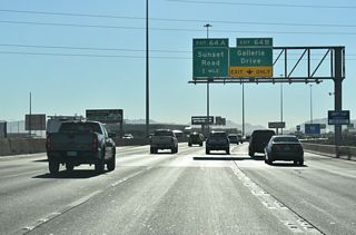 Opened by October 2009, Exit 64 B to Galleria Drive joins the Oran K. Gragson Freeway with Galleria at Sunset mall while serving as a relief route for nearby Sunset Road.