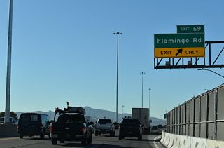 Flamingo Road stretches across the Las Vegas metro area, passing through the Las Vegas Strip en route to Spring Valley. SR 592 follows Flamingo Road between SR 595 (Rainbow Boulevard) and I-15, and from Paradise Road to SR 582 (Boulder Highway).