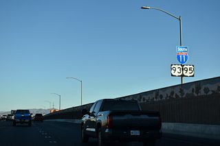 Interstate 11 southbound spans N 13th Street and Maryland Parkway by this shield assembly.