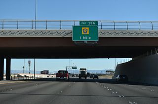 Clark County Route 215 encircles the Las Vegas metropolitan area east to I-15/U.S. 93 in North Las Vegas and south to Summerlin and Enterprise to I-15 at the Fish Bowl interchange near Harry Reid International Airport (LAS).