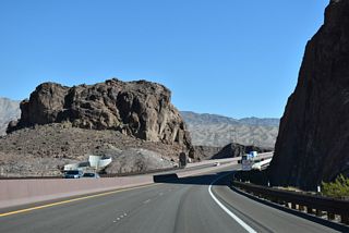 Located south of Hoover Dam, the Mike O' Callaghan-Pat Tillman Memorial Bridge crossing the Colorado River into Arizona opened to traffic October 2010.