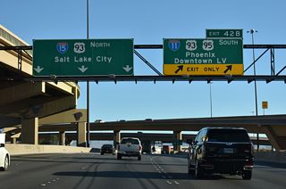 Exit 42 B leaves for I-11/U.S. 93-95 south to Henderson and Boulder City. I-515 formerly extended 14.444 miles2 south along the Oran K. Gragson Freeway to the Henderson Bowl interchange at I-215/SR 564. U.S. 93 joins Las Vegas with Phoenix, Arizona (via U.S. 60), 303 miles to the southeast.
