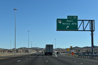 Las Vegas Boulevard continues northeast from Exit 58, paralleling I-15/U.S. 93 to Garnet.