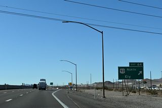 While U.S. 93 north heads to Caliente and Ely, U.S. 93 south follows I-15 to I-11/U.S. 93 near Downtown Las Vegas.
