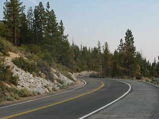 This view looks south on Nevada 28 from the scenic overlook parking lot.