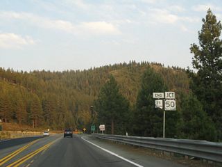 Approaching Spooner Junction, southbound Nevada 28 meets its end at the junction with U.S. 50.
