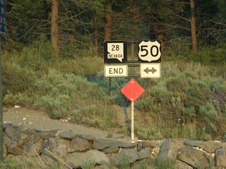 Another end Nevada 28 shield assembly is posted at the intersection with U.S. 50. Turn left here for Carson City.