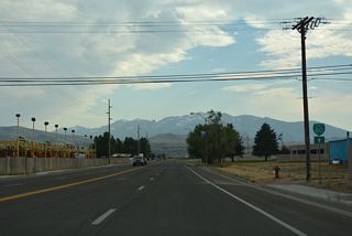 Humboldt Avenue arcs southwest with four lanes 0.9 miles to Interstate 80 and SR 231 (Angel Lake Road).