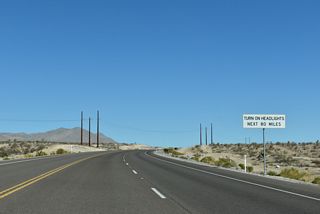 The four lane section of U.S. 93 concludes north of Apex Power Parkway. A headlight requirement takes effect over the next 80 miles of U.S. 93 north to SR 318 near Crystal Springs.