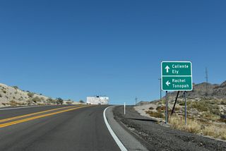 SR 318 links U.S. 93 (Great Basin Highway) with SR 375 (Extraterrestrial Highway) at Crystal Springs nearby. SR 375 travels northwest to Rachel and U.S. 6 at Warm Springs.