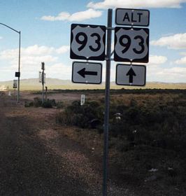 Remaining within Steptoe Valley, U.S. 93 turns northwest at Lages Station where U.S. 93 ALT begins. U.S. 93 ALT proceeds northeast across the Antelope Range and Goshute Mountains to West Wendover.