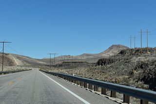 U.S. 93 curves west ahead of Maynard Lake and Lincoln County milepost 23.