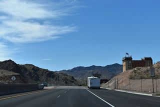 U.S. 93 Business northbound passes Hoover Dam Lodge after the first confirming marker posted along Boulder City Parkway.