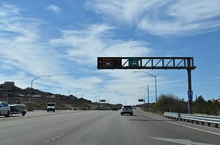 An overhead at Nevada Way references U.S. 93 Business instead as U.S. 93 Truck.