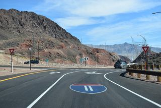 Interstate 11 along the Hoover Dam Bypass opened to traffic on October 19, 2010.