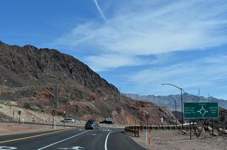 U.S. 93 Business rejoins U.S. 93 ahead of the Mike O'Callaghan&ndash;Pat Tillman Memorial Bridge crossing the Colorado River into Arizona.