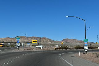 Milepost zero for State Route 173 stands just beyond the gore point for the I-11/U.S. 93 northbound entrance ramp.