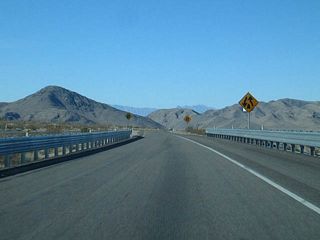 The four lane section of U.S. 95 concludes west of the Mercury exit.