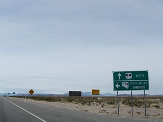 U.S. 95 converges with the north end of SR 373 west at Amargosa Valley in the Amargosa Desert.