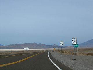 U.S. 95 confirming marker posted north of the separation with U.S. 6 west at Coaldale.