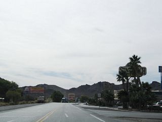 The speed limit along U.S. 95 south reduces to 25 miles per hour ahead of the  StageCoach hotel & casino and Amargosa River.