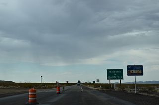 U.S. 95 reduces to two lanes leading south to the California state line.