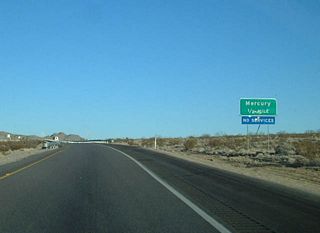 U.S. 95 expands to a four lane, divided highway ahead of the interchange for Mercury.