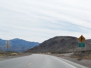 Pioneer Road climbs west into the Bullfrog Hills toward Crystal Springs.